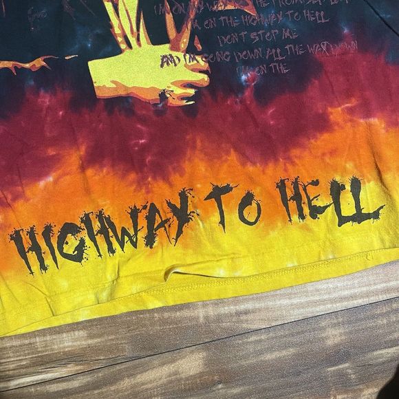 Vintage Liquid Blue ACDC Highway To Hell Tie Dye T-Shirt Men’s Size Large RARE - Picture 4 of 11